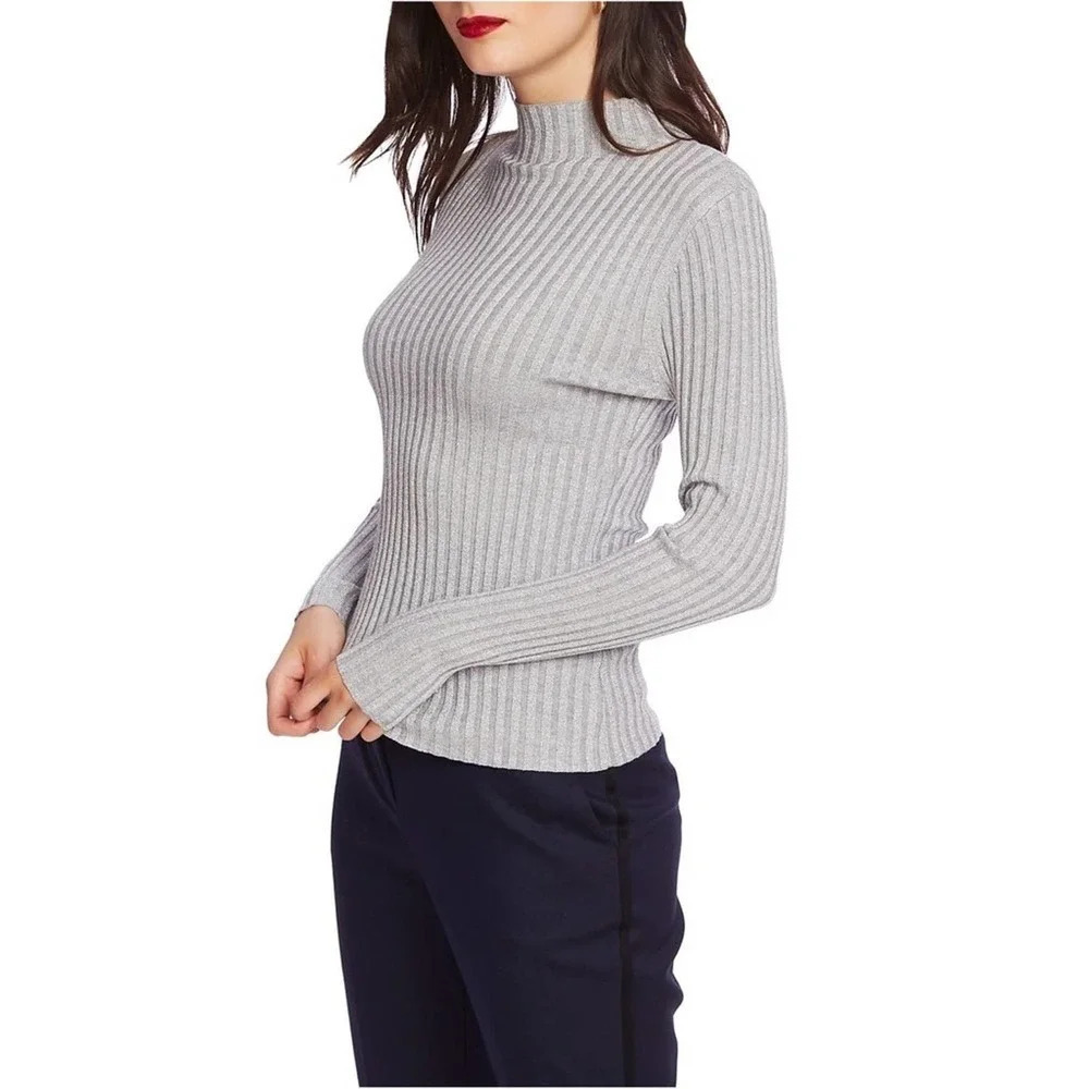 Court & Rowe Ribbed Knit Sweater Blouse Mock Neck - Picture 2 of 7